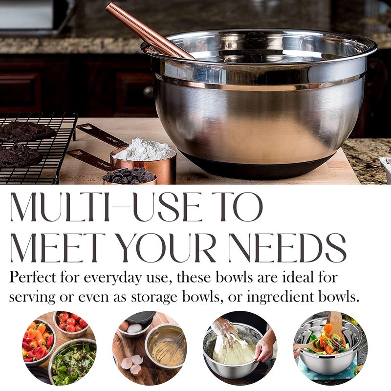 Bellemain Stainless Steel Non-Slip Mixing Bowls with Lids (4-Piece Set) - Image 4